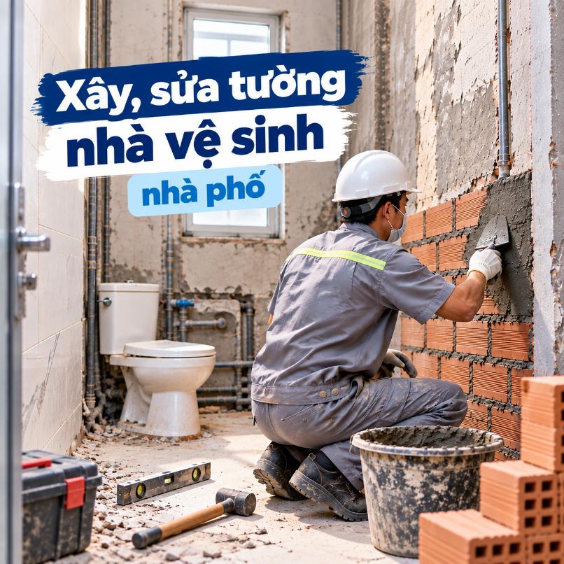 Xây, sửa tường nhà vệ sinh nhà phố
